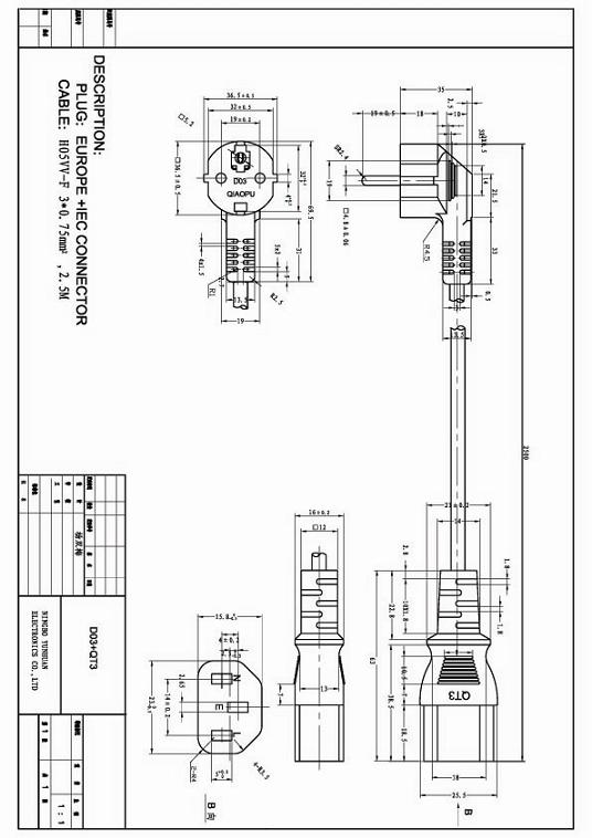 European VDE CEE EN50075 computer power cord JT003 to ST3 C13 Ningbo