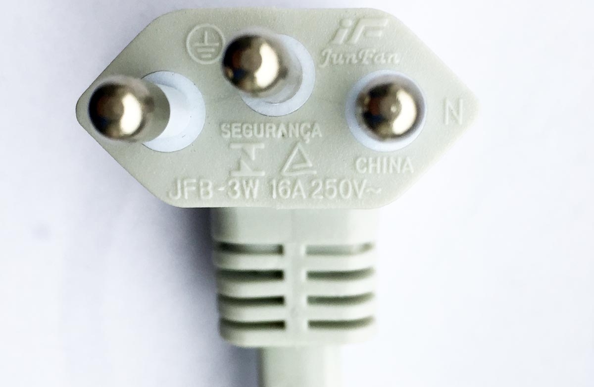 Brazil 20A Plug Power Cord Right Angle