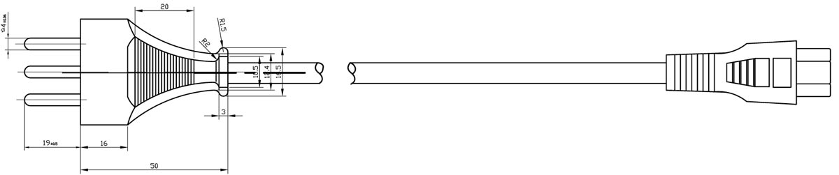 Swissland SEV 1011 plug to IEC C5 Power Cord