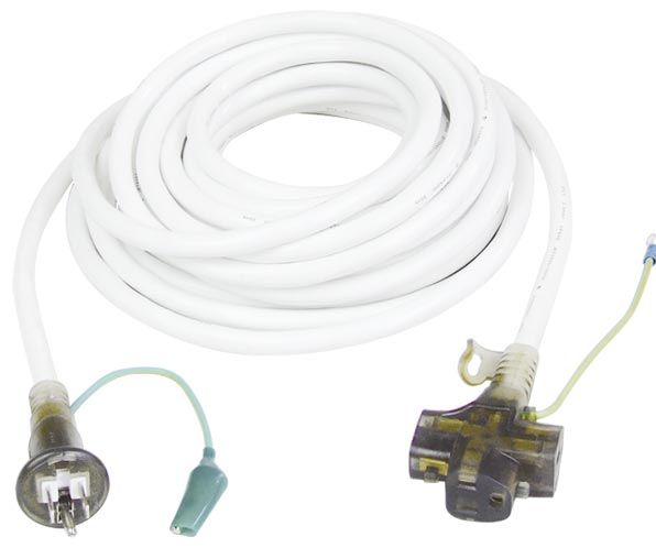 3 Conductor 3 Outlet Japan Extension Cord White
