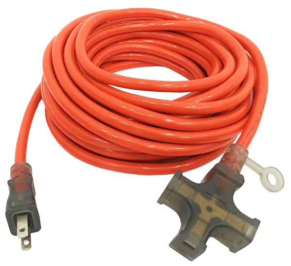 15A 125V 3 Outlet Extension Cord Orange