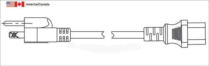 America NEMA 5-15P Plug to IEC 60320 C13 Power Cord