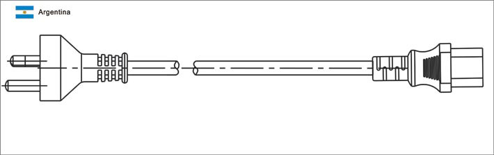 Argentine IRAM 2073 Plug to IEC 60320 C13 Power Cord