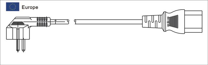 Euro CEE 7/7 (Hybrid Type E/F) Plug to IEC 60320 C13