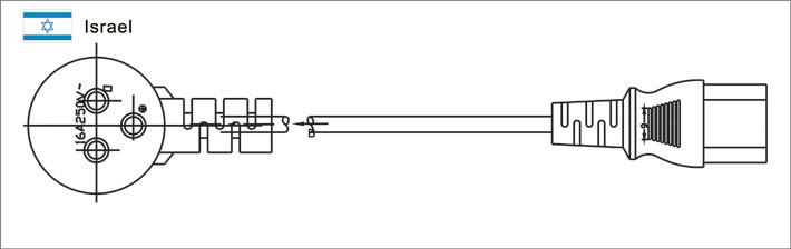 Israel Plug to IEC 60320 C13