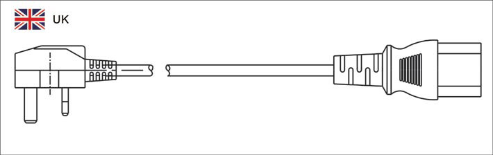 UK BS 1363A Plug to IEC C13 Power Cord