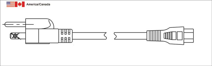 America NEMA 5-15P Plug to IEC 60320 C5 Power Cord
