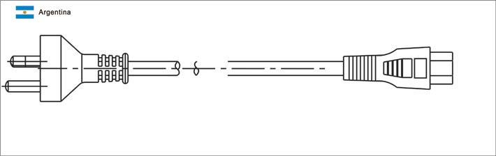 Argentine IRAM 2073 Plug to IEC 60320 C5 Power Cord