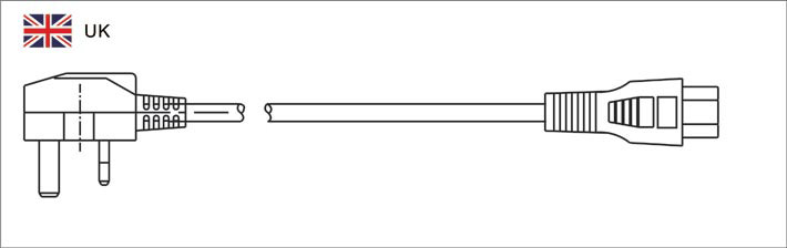 UK BS 1363A Plug to IEC C5 Power Cord