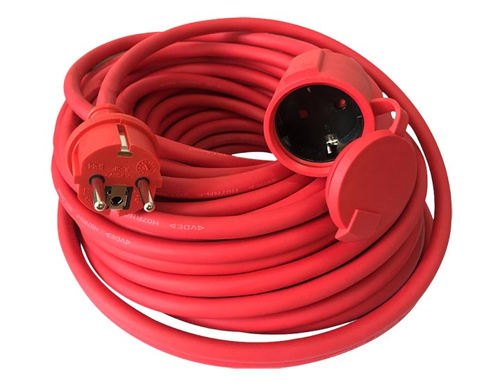 Germany Outdoor Extension Cable IP44 With Splashproof Lip Red