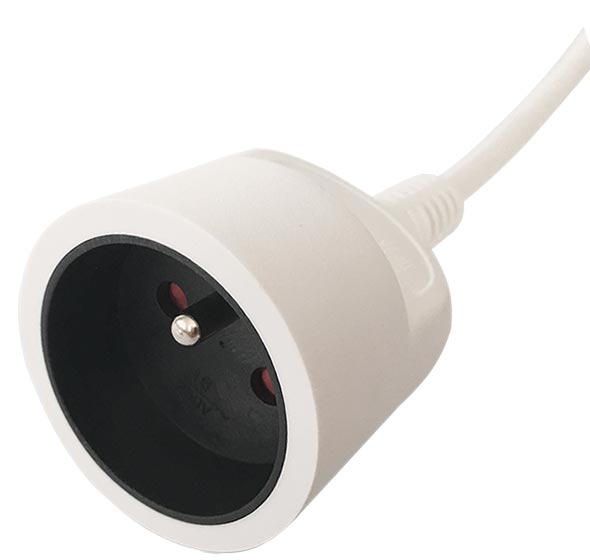 European Extension Cord French Socket White