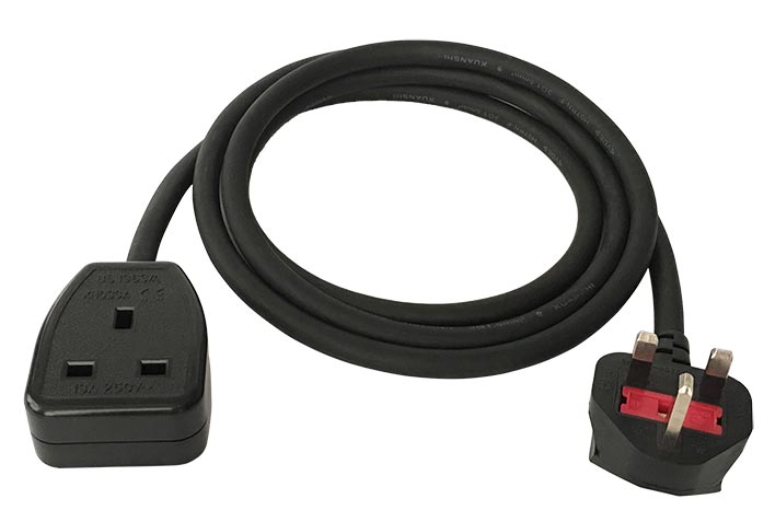 UK BS 1363 Mains Socket Power Extension Cable