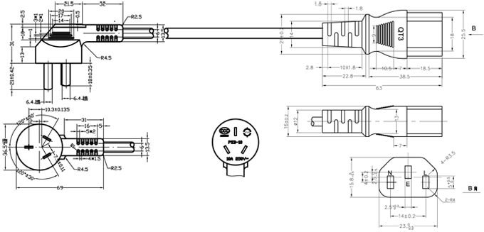 China GB2099 to IEC 60320 C13