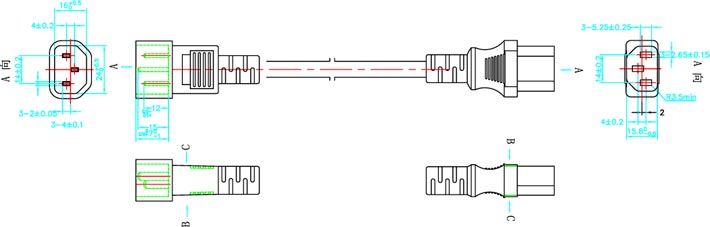 IEC 60320 C14 to IEC C13 China