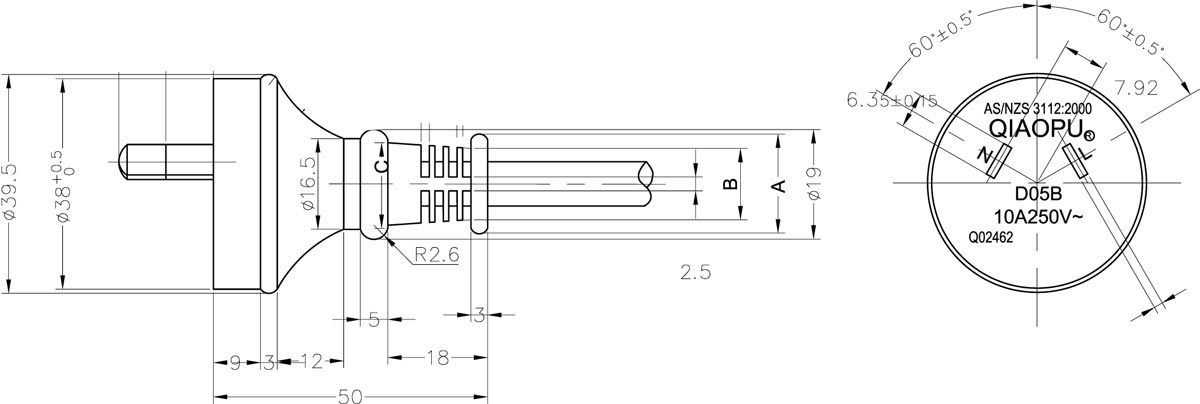 Ausralia 2 Prong Plug