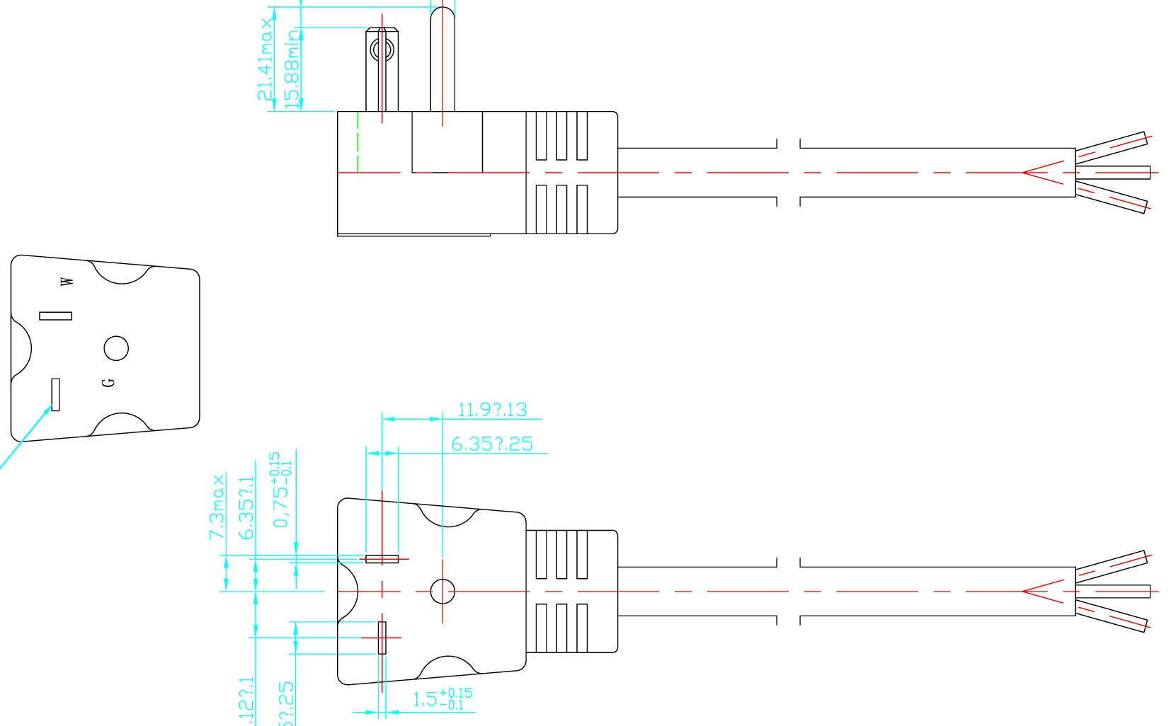 NEMA 6-20P Power Cord Right Angle