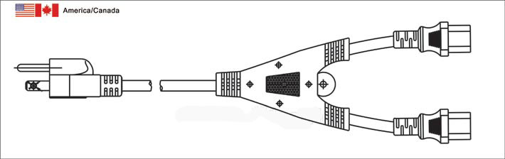 Power Cord Splitter NEMA 5-15P to IEC C13