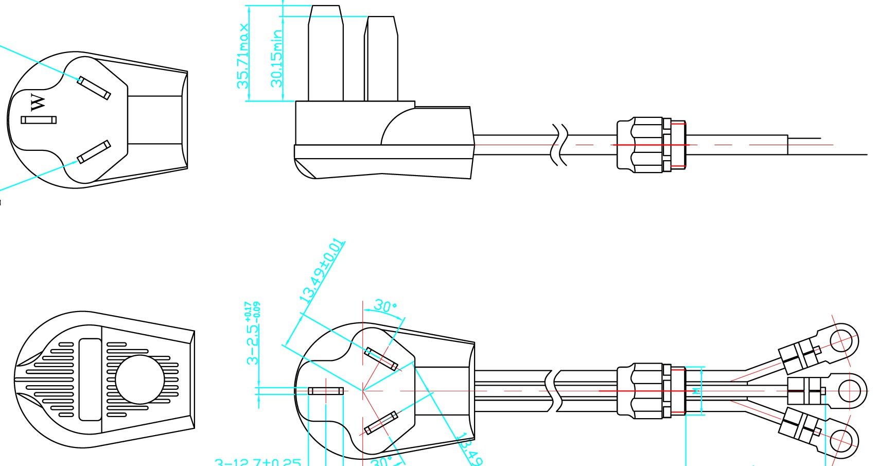 10-50P 50A 125/250V America Heavy Duty Range Power Cord