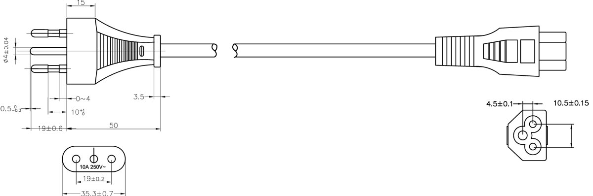 Italian CEI 23-16 IEC 60320 C5 Power Cord