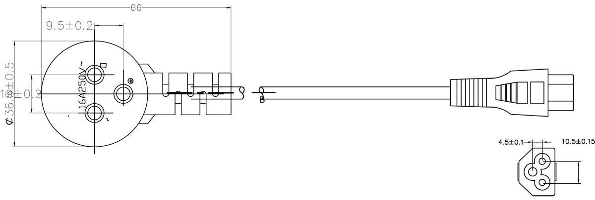 Israeli SI-32 IEC 60320 C5 Power Cord