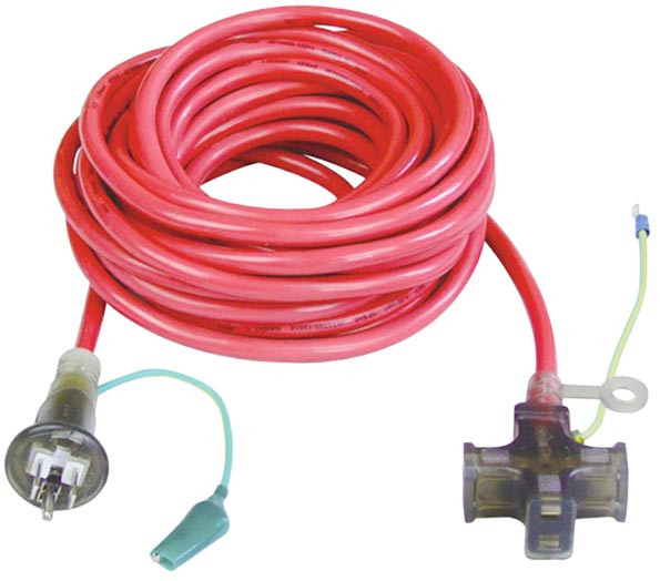3 Conductor 3 Outlet Japan Extension Cord Red JL-55-JL-55B
