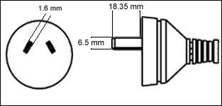 argentina iram power cord plug drawing