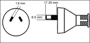 Australia 2.5A/10A 2 prong power cord plug