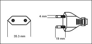 brazilian 2 prong power cord plug drawing