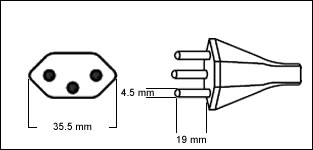 Brazilian NBR 14136 16 Amp power plug drawing