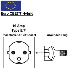 Euro CEE7/7 Hybrid power cord plug Euro CEE7/7 Hybrid power cord plug