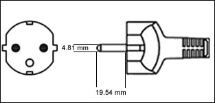 Euro CEE7/7 16 Amp power cord plug