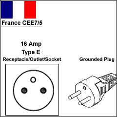 France CEE7/5 16 Amp power cord plug France CEE7/5 16 Amp power cord plug