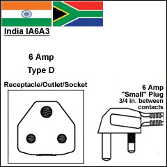 India IA6A3 6 Amp plug