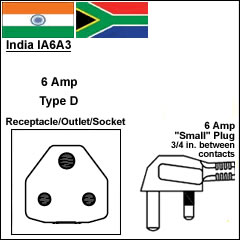 India IA6A3 6 Amp plug India IA6A3 6 Amp plug