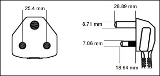 India IA16A3 16 Amp large plug cord India IA16A3 16 Amp large plug cord