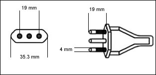 Italian CEI23-16 10 Amp three power cord plug