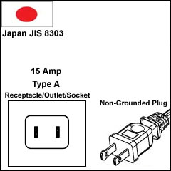 Japan JIS 8303 7A power cord plug Japan JIS 8303 7A power cord plug