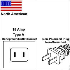 North America 15 Amp 2 pin plug North America 15 Amp 2 pin plug