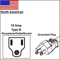 North America 15 Amp 3 pin plug
