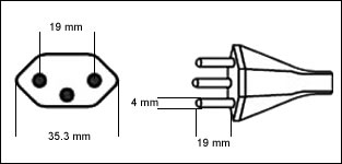 Swiss SEV 1011 10 Amp power cord plug Swiss SEV 1011 10 Amp power cord plug