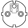 French NF C61-303 4.8mm round contacts pin on 19mm center attach 4.8mm grounded hole 16A 