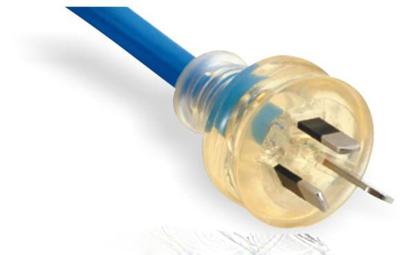 LA021C 3-conductor Non-rewirable Plug with translucent cover Power Supply Cord