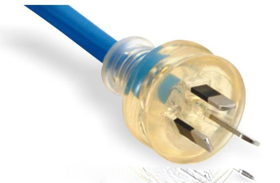 LA021D 3-conductor Non-rewirable Plug with translucent cover and indicator light Power Supply Cord