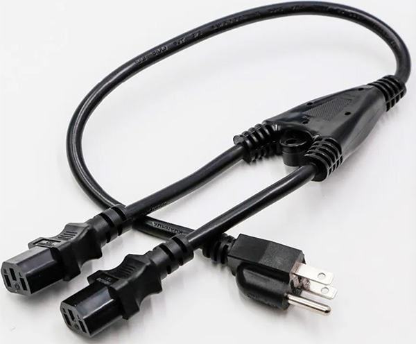 NEMA5-15P to IEC C13 Power Cord with Y Splitter