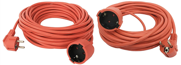 EU Extension Cord Schuko Male Female Orange